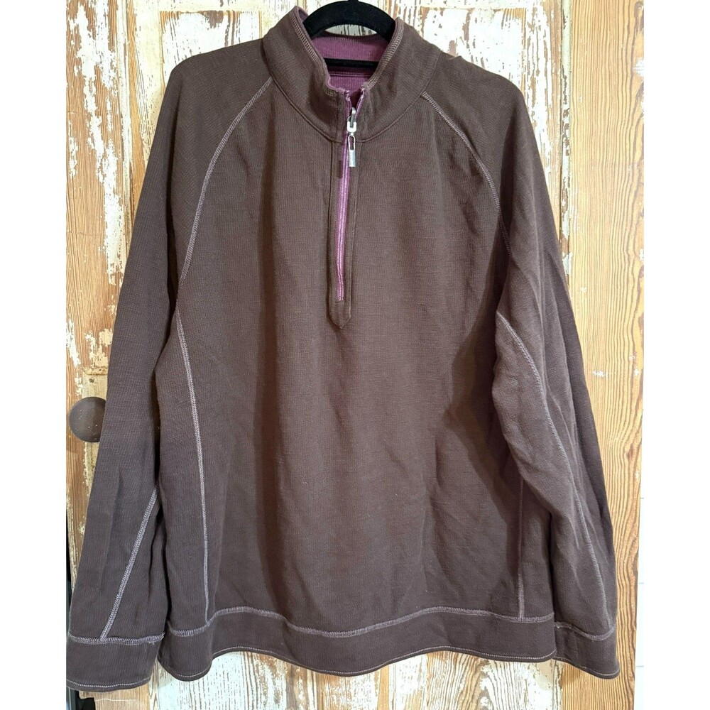 Tommy Bahama Reversible 1/4 Zip Pullover Cotton Blend Shirt - Size XL - Picture 3 of 8